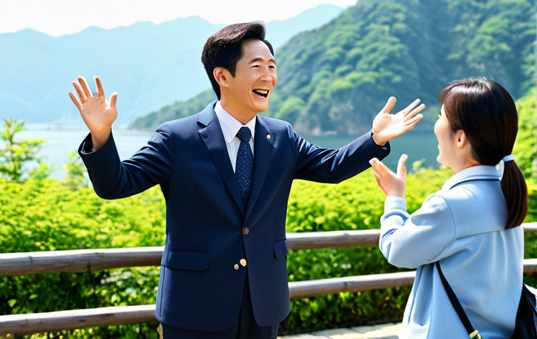 Storytelling Tour Guide**
"A cheerful tour guide, fully clothed in professional attire, passionately telling a story to a small group of tourists in front of a scenic landmark (e.g., 성산일출봉). The guide is animated and engaging, gesturing with well-formed hands. Capture the feeling of connection and shared experience. Safe for work, appropriate content, perfect anatomy, natural pose, high quality, family-friendly, bright sunny day."
**