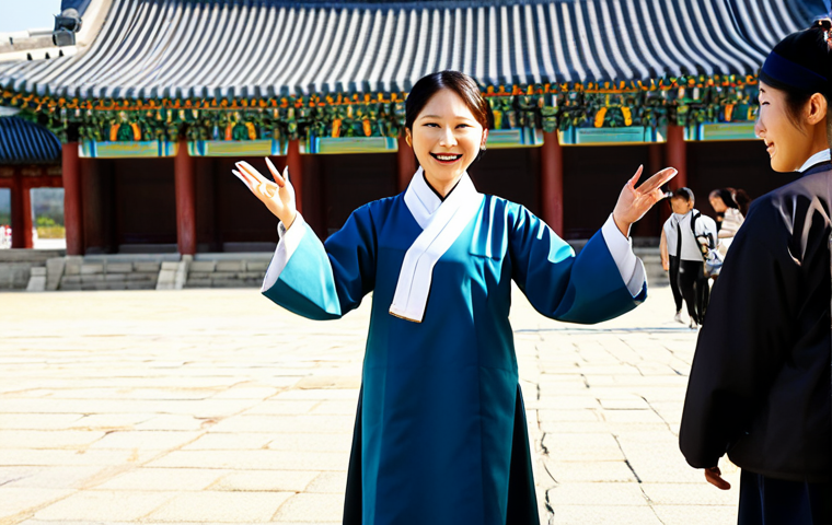 **
"A friendly and knowledgeable tour guide, fully clothed in professional attire, leading a group of tourists at Gyeongbokgung Palace in Seoul, South Korea. She is gesturing towards a historical building, explaining its significance. The scene is bright and sunny, showcasing the beauty of Korean architecture. Safe for work, appropriate content, perfect anatomy, correct proportions, well-formed hands, natural body proportions, professional, family-friendly."
**